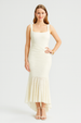 Mermaid Ruched Waist Sleeveless Flared Hem Midi Dress by Avinci