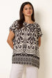 Round Neck Top With Abstract Print by Blue Vanilla