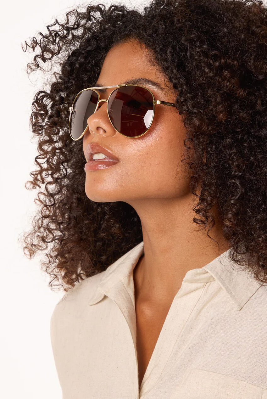 Gold Frame Aviators With Polarised Lense NL258302025