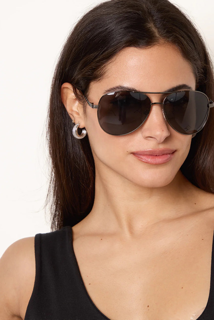 Black Frame Aviators With Polarised Lens NL258303003