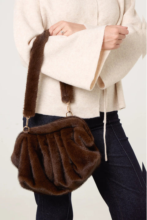 Detachable Strap Faux Fur Bag by Blue Vanilla