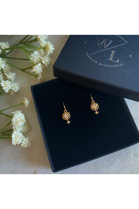 Wisteria London Orion Clear Planet And Star Earrings