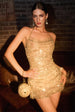 Winify Glamorous Contour Halter Sequin Sheer Mini Dress by Bella Barnett