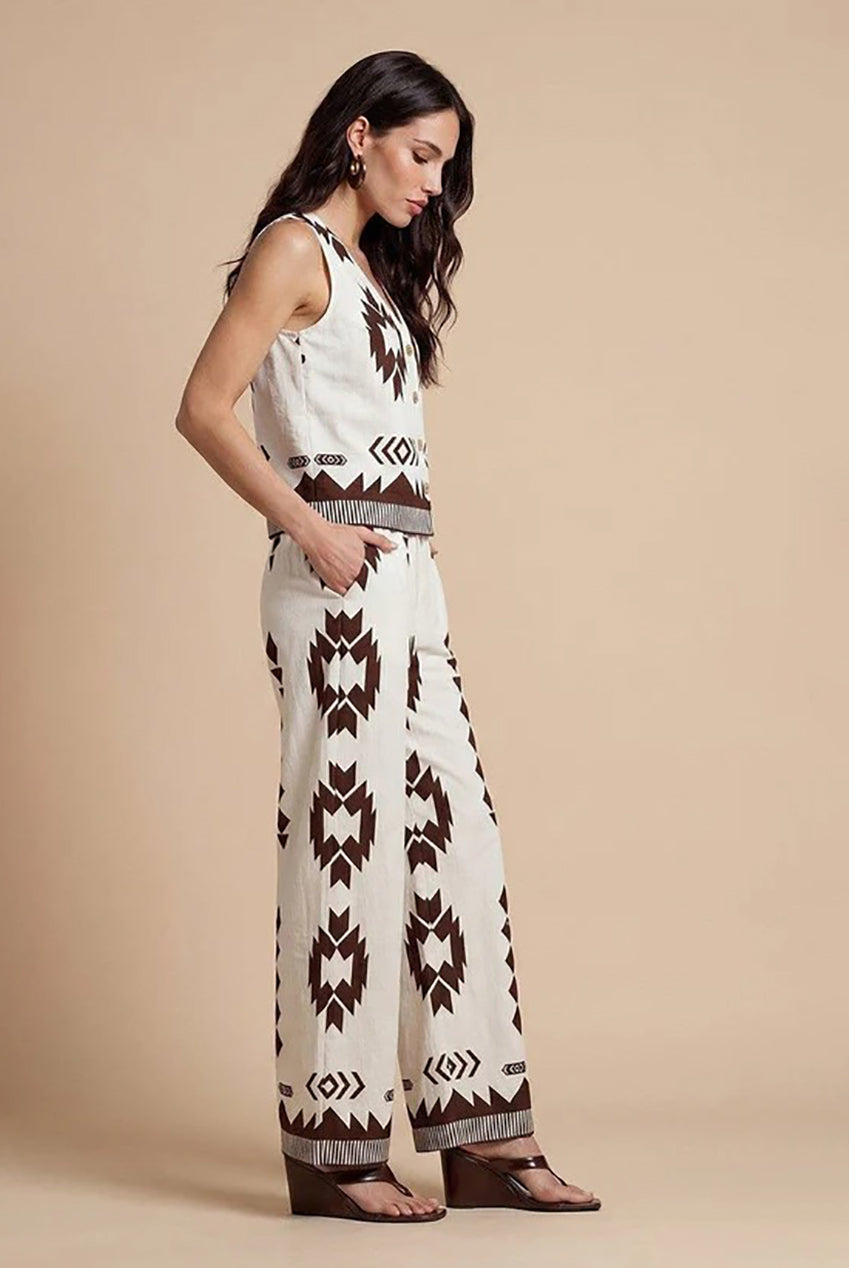 Pattern Wide Leg Trouser 40TRS38700