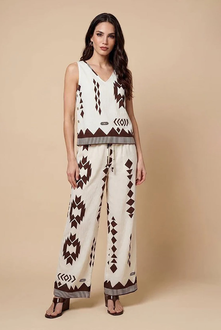 Pattern Wide Leg Trouser 40TRS38700