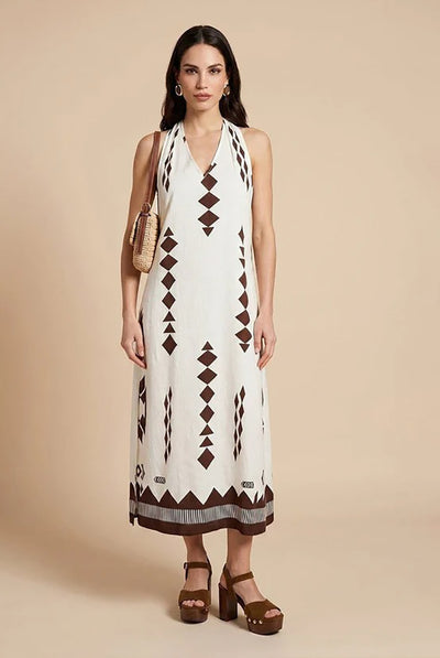 Brown - Patterned Maxi Dress by Urban Bliss