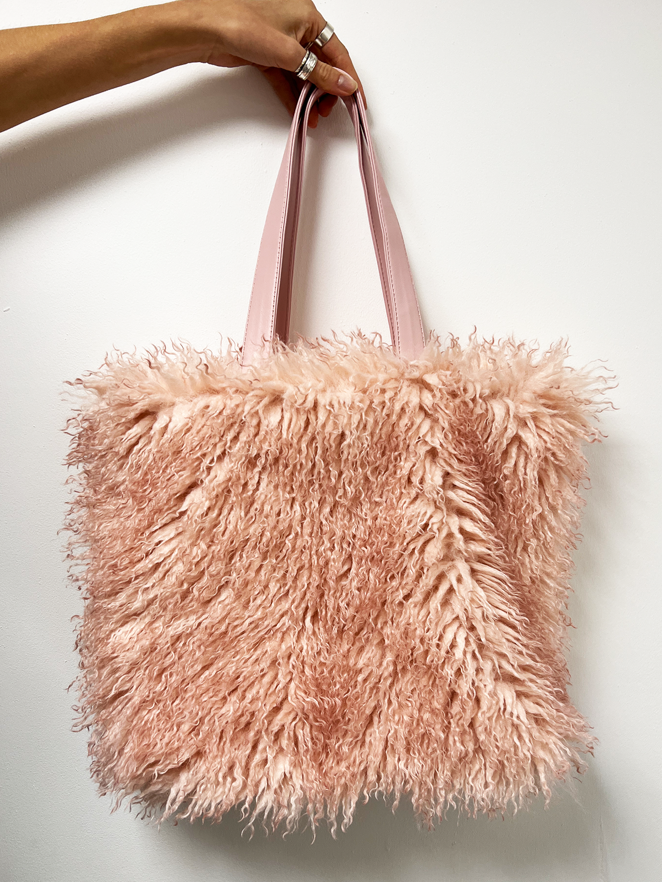 Pink Shaggy Fur Shopper Bag HB323409