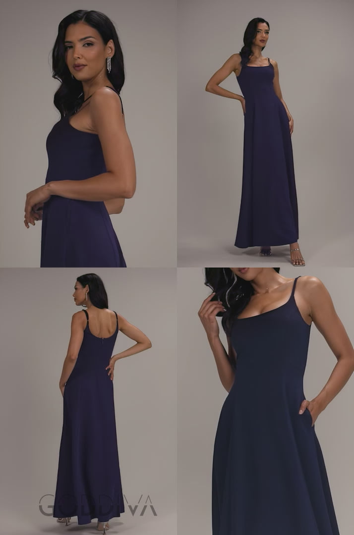 Strapless Fit & Flare A Line Maxi Dress - Navy Blue DR5114