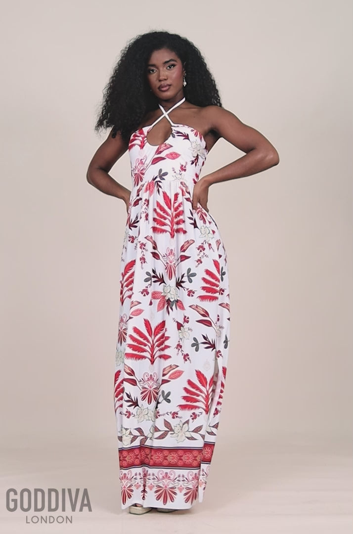 Printed Tie Back Maxi - Cream DR3663