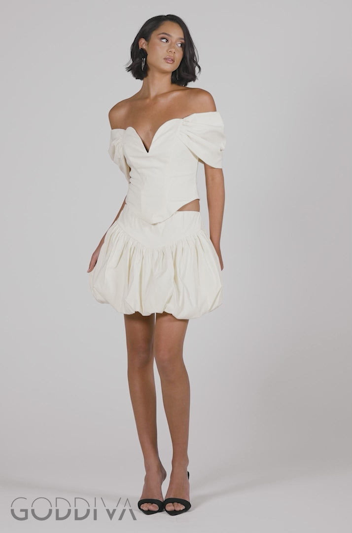 Bengaline Balloon Mini Skirt - Cream SK34