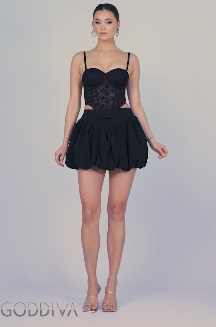 Bengaline Balloon Mini Skirt - Black SK34