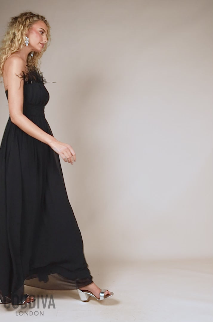 Bridesmaids Chiffon Maxi Dress - Black DR3777