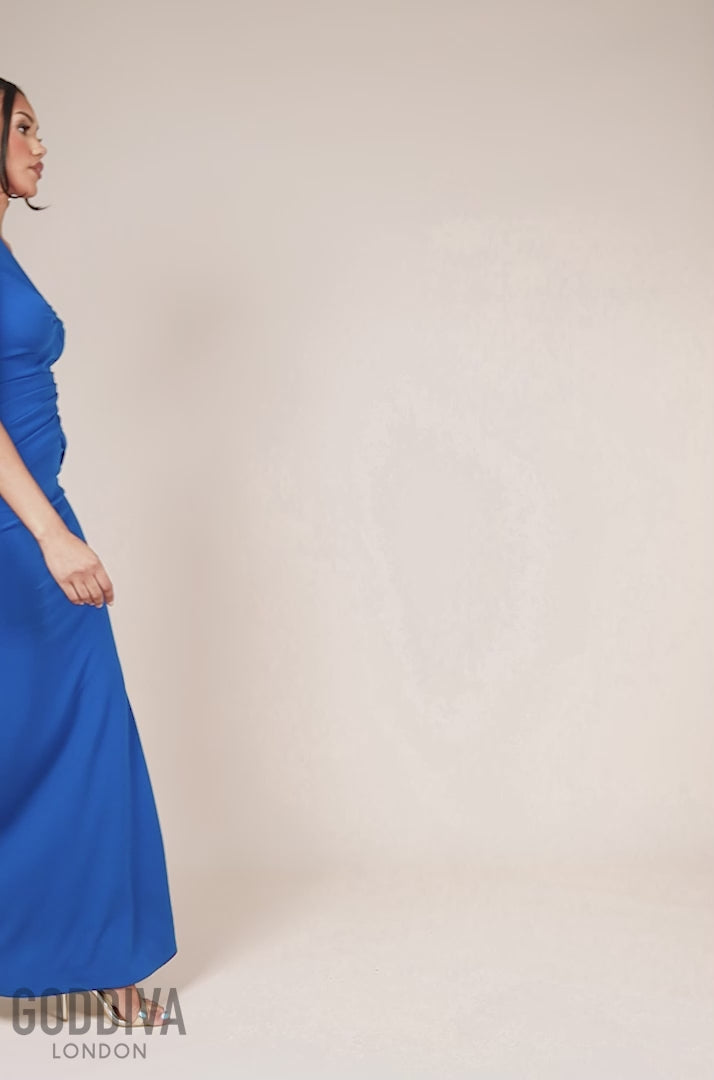 Bardot Pleated Maxi With Metal Trim Maxi Dress - Royalblue DR4306