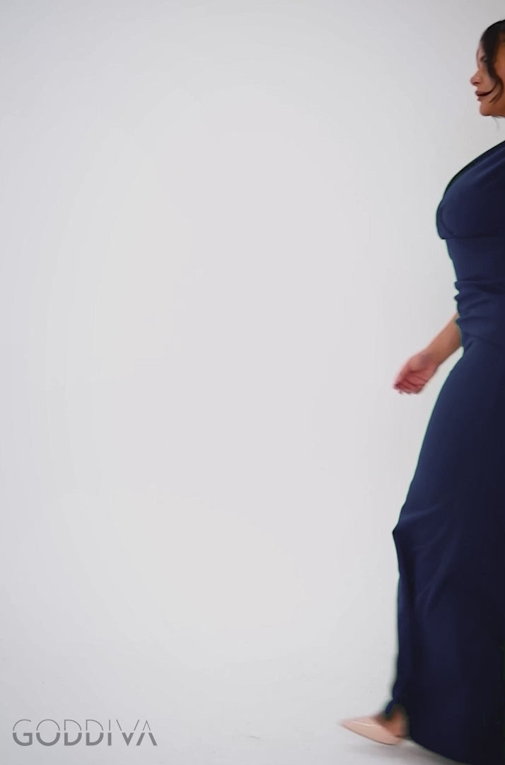 Bardot Pleated Maxi Dress - Navy Blue DR1092SCPLUS