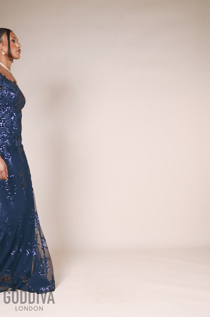 Bardot Sequin Embroidered Maxi Dress - Navy DR1254A