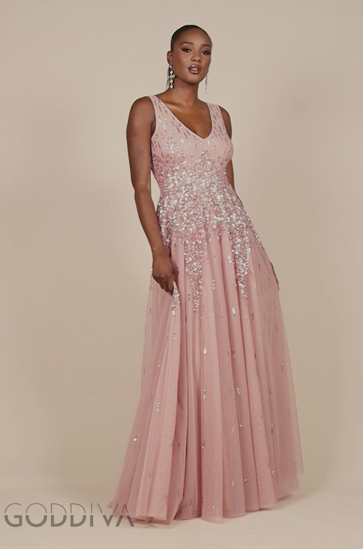 Sunray Sequin A-Line Sleeveless Maxi Dress - Blush Pink DR2882