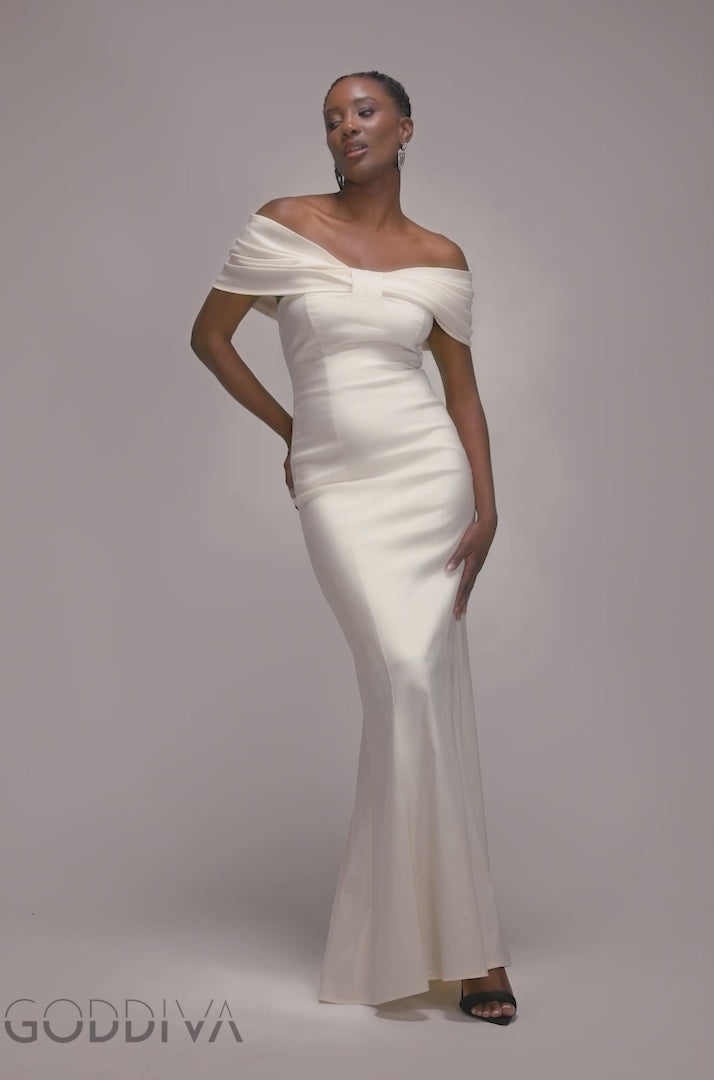 Bardot Bow Neck Maxi Dress - Cream DR4809
