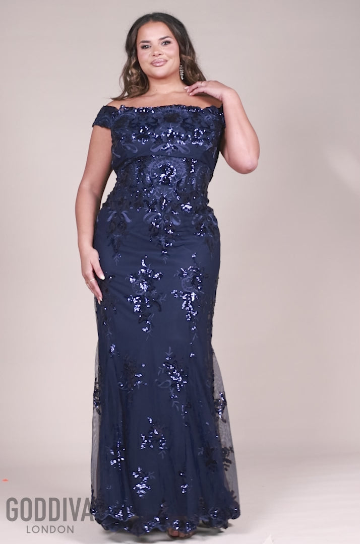 Bardot Sequin Embroidered Maxi Dress - Navy DR1254P