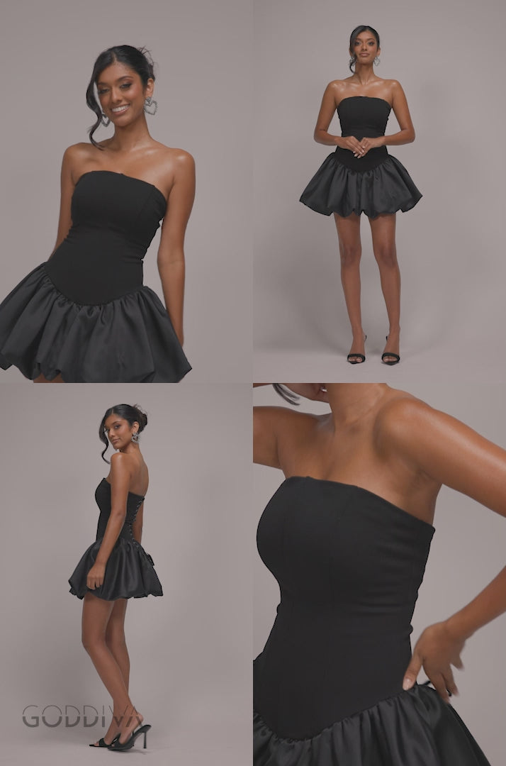Corset Boobtube Babydoll Mini Dress - Black DR4771