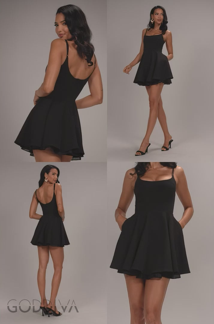 Sleeveless Scoop Neck Skater Mini Dress - Black DR5246