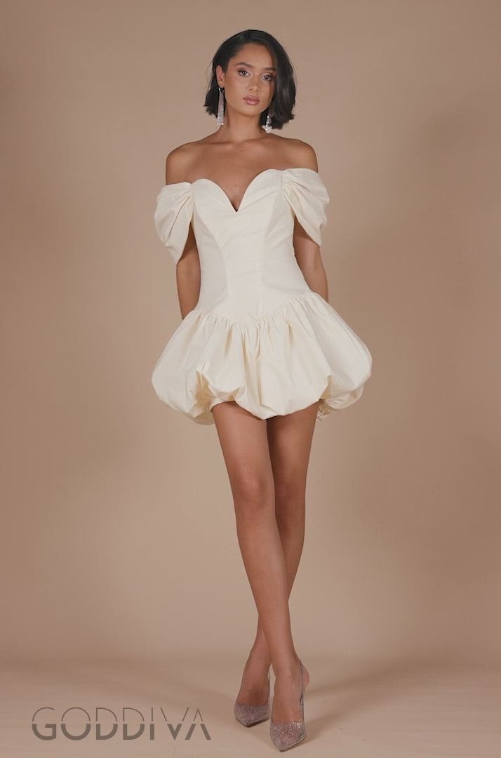 Bardot Babydoll Corset Mini Dress - Cream DR4740