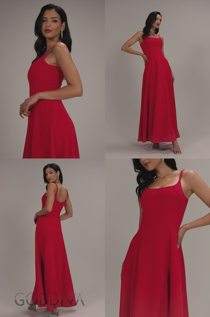 Strapless Fit & Flare A Line Maxi Dress - Red DR5114