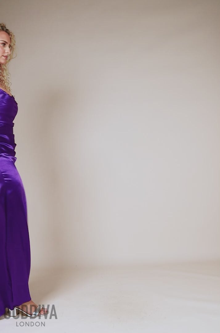 Satin Bandeau Maxi Dress - Purple DR3772