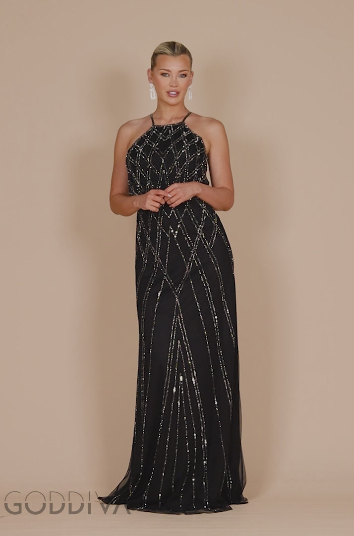 Racer Neck Sleeveless Sequin Maxi Dress - Black DR2889