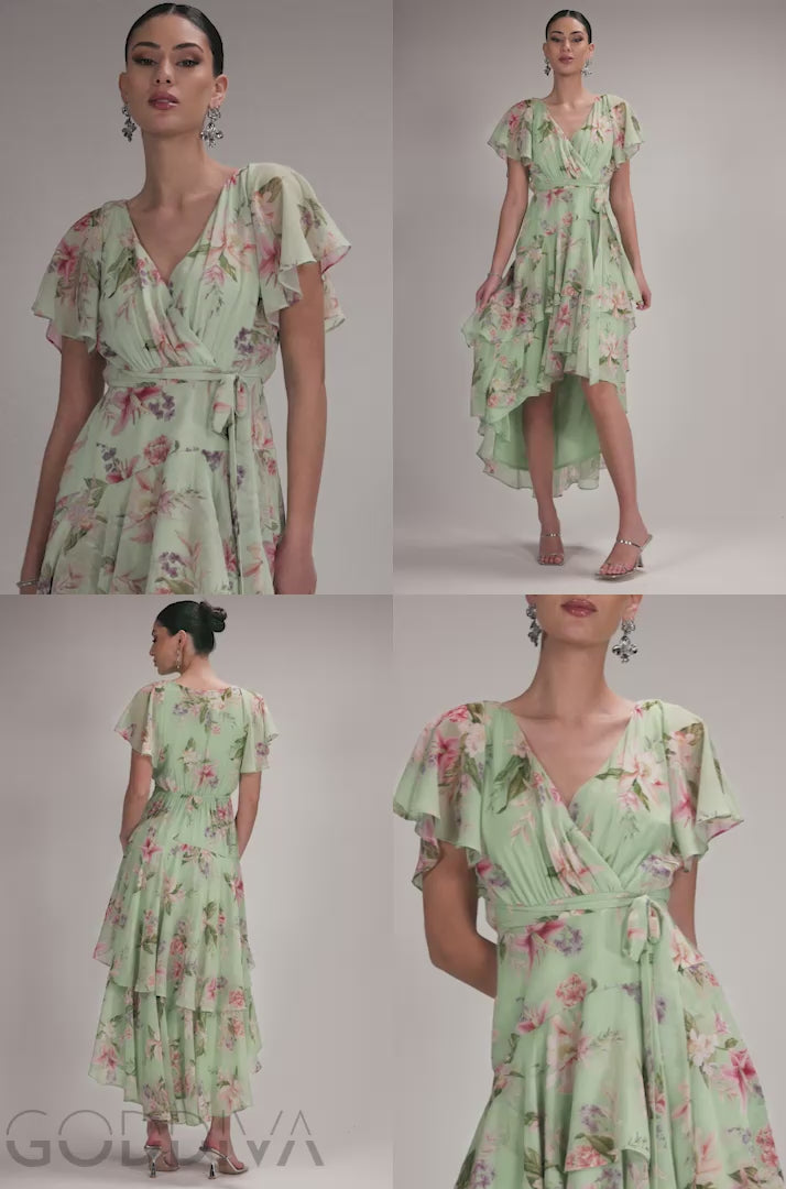 Flutter Sleeve Midaxi Wrap Dress - Sage Green DR5140