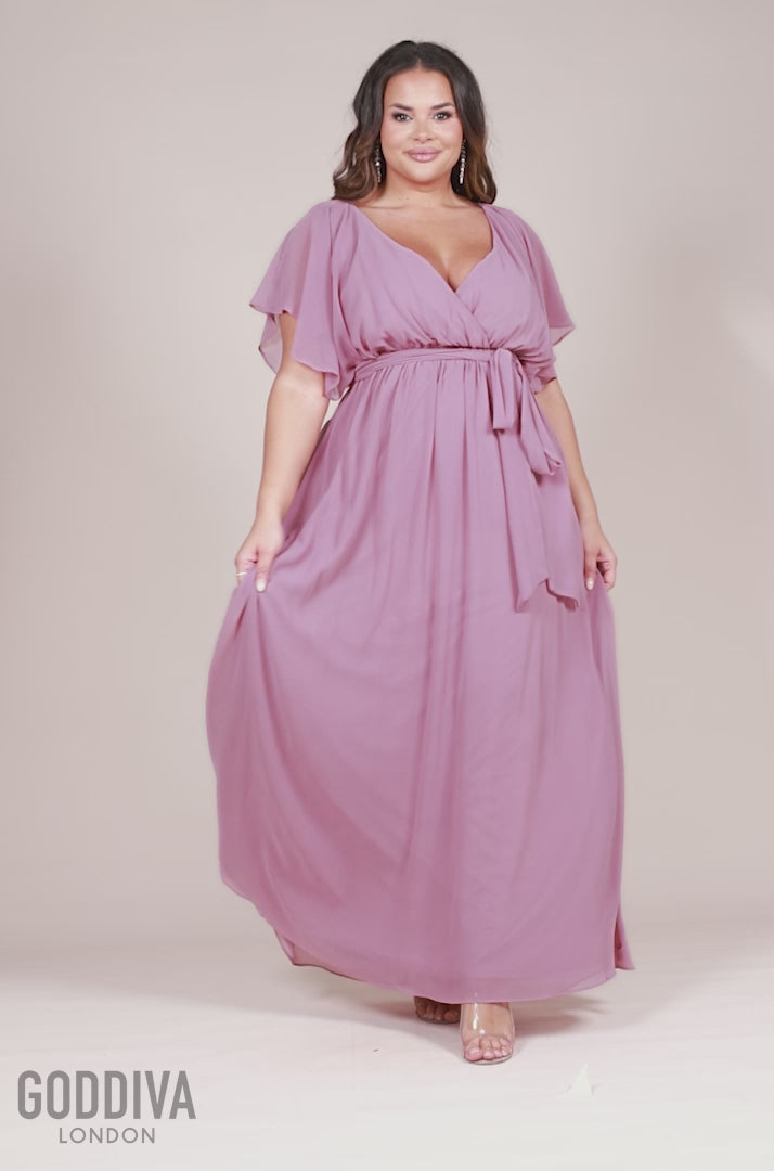 Flutter Sleeve Wrap Maxi Dress - Lavender DR2486P