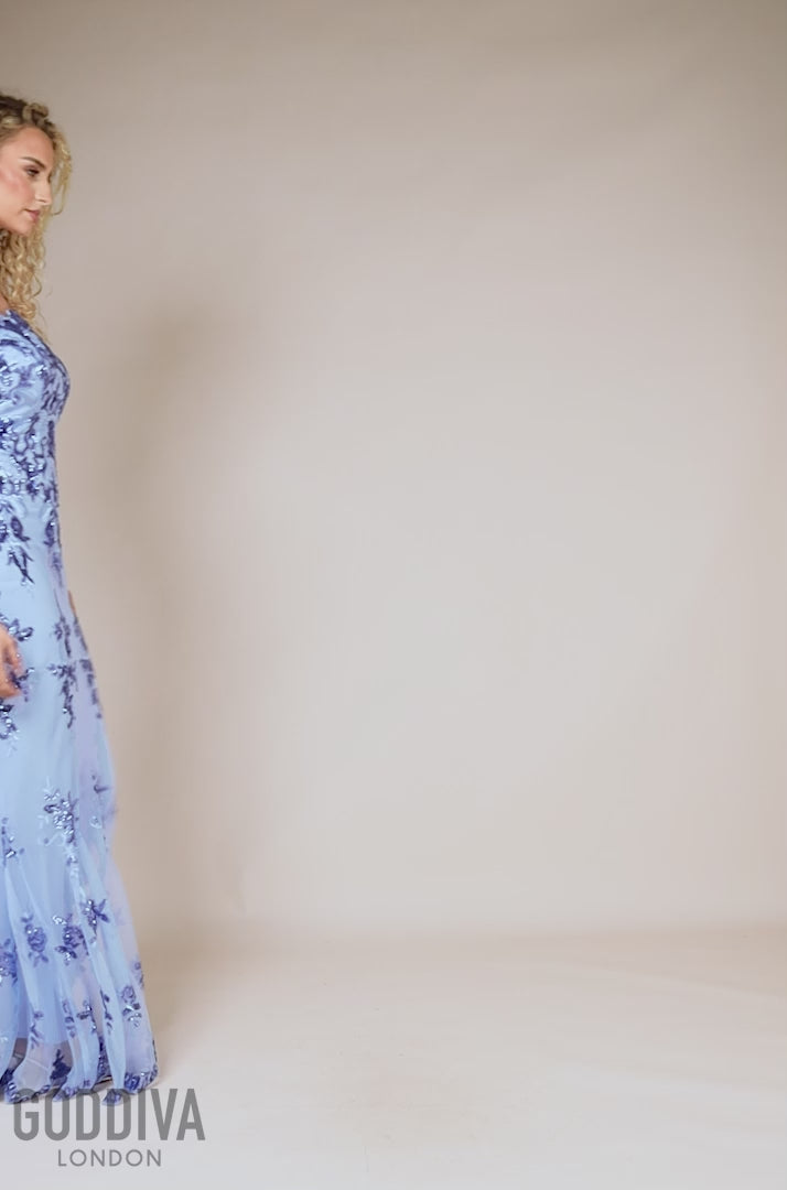 Bardot Sequin Embroidered Maxi Dress - Powder Blue DR1254A