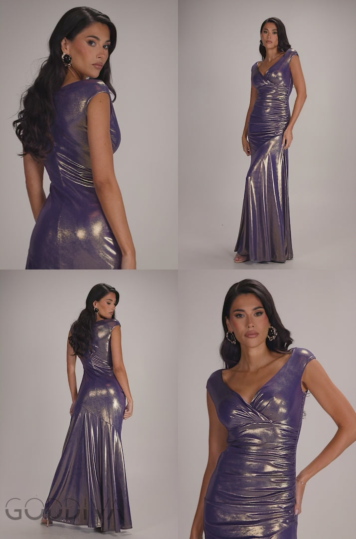 Side Gathered Slant Tiered Front Wrap Mermaid Maxi Dress - Dark Gold DR5394