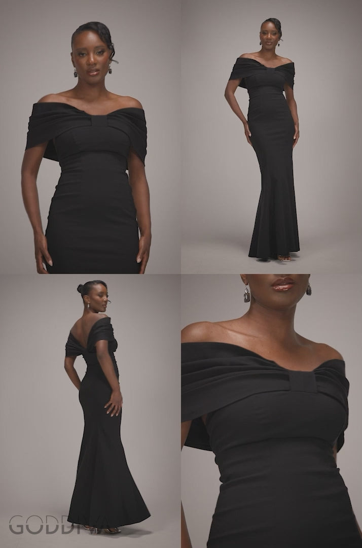 Bardot Bow Neck Maxi Dress - Black DR4809