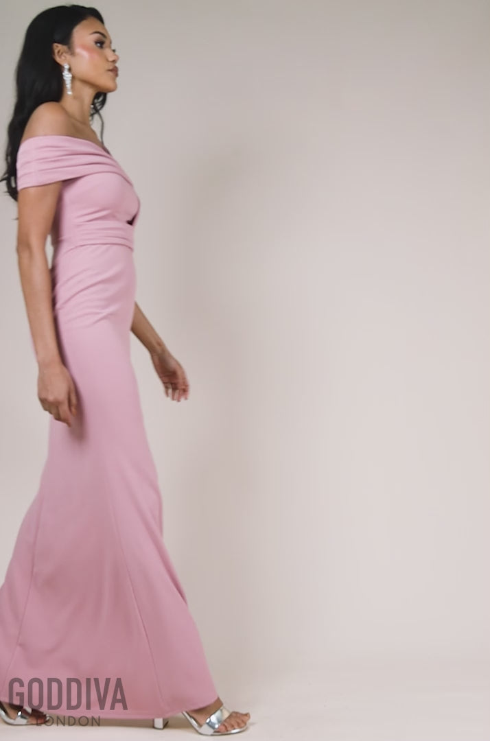 One Shoulder Scuba Maxi Dress - Rose Pink DR3829