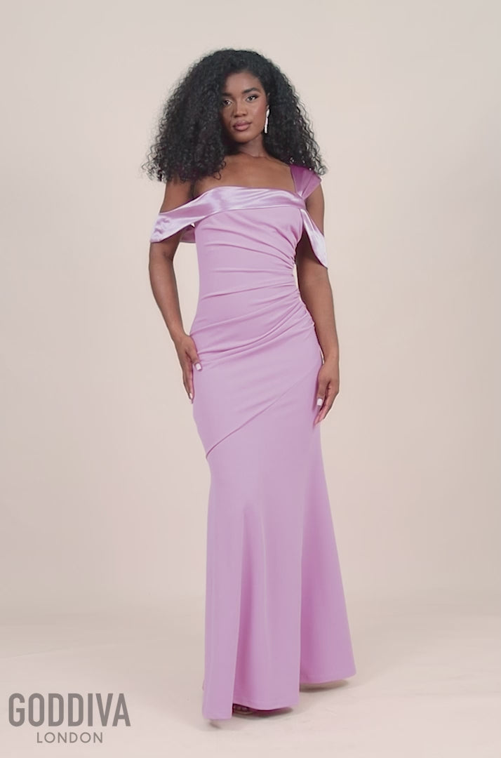 One Shoulder Satin Band Maxi Dress - Rose Pink DR3454