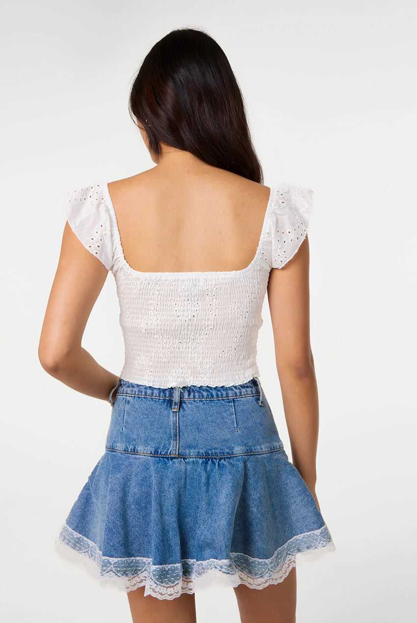 Broderie Frill Sleeve Top PV3862006