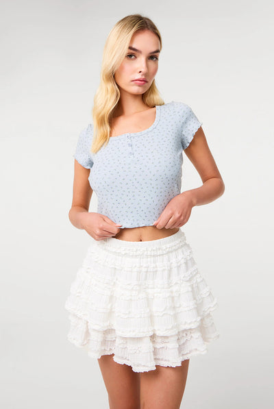 Blue - Ditsy Print T-Shirt by Pink Vanilla