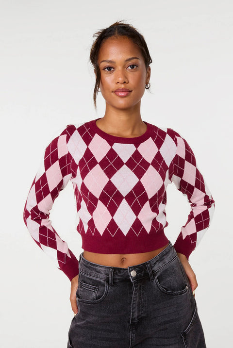 Argyle Diamond Check Jumper by Pink Vanilla
