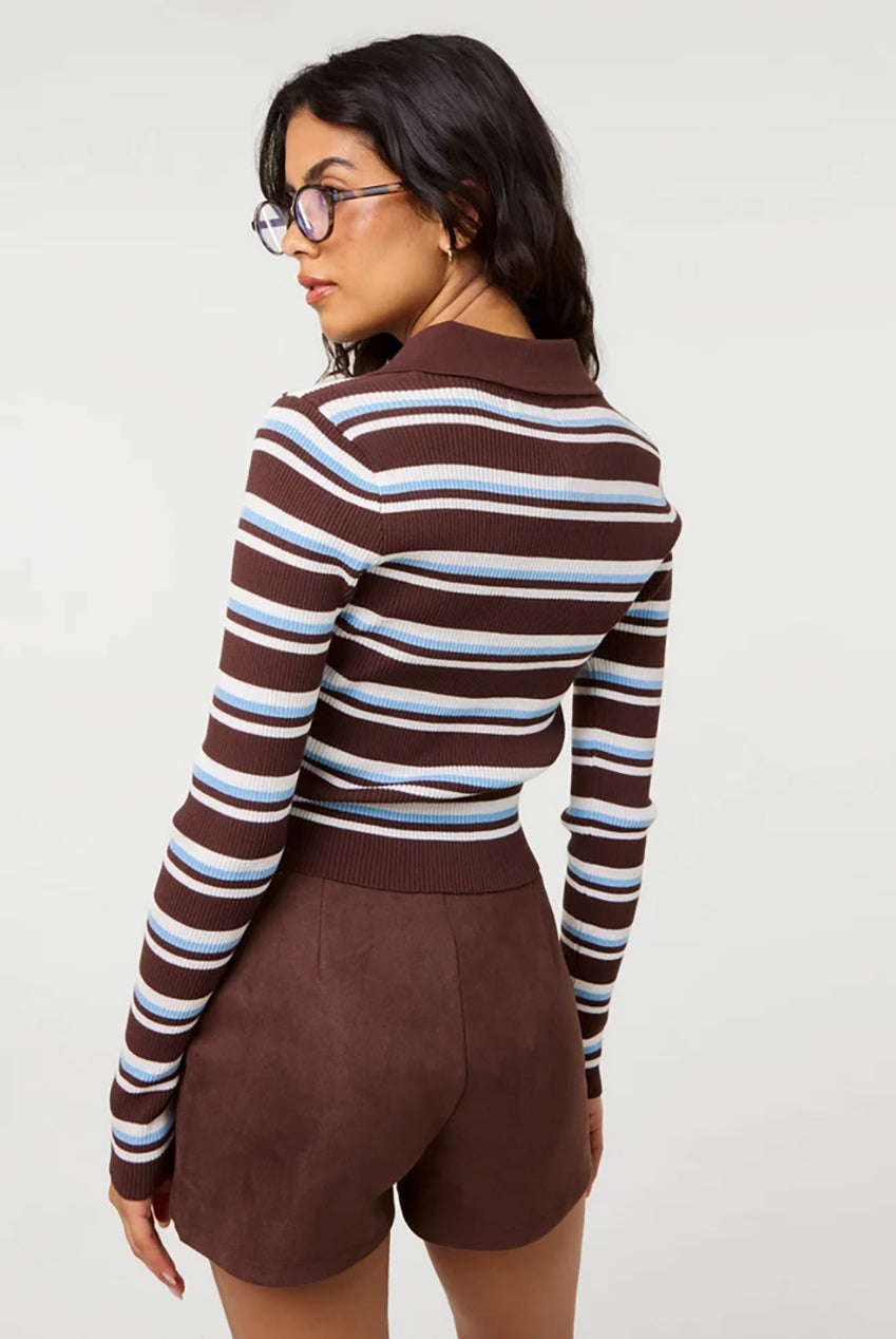 Stripe Long Sleeve Collar Jumper PV3995459