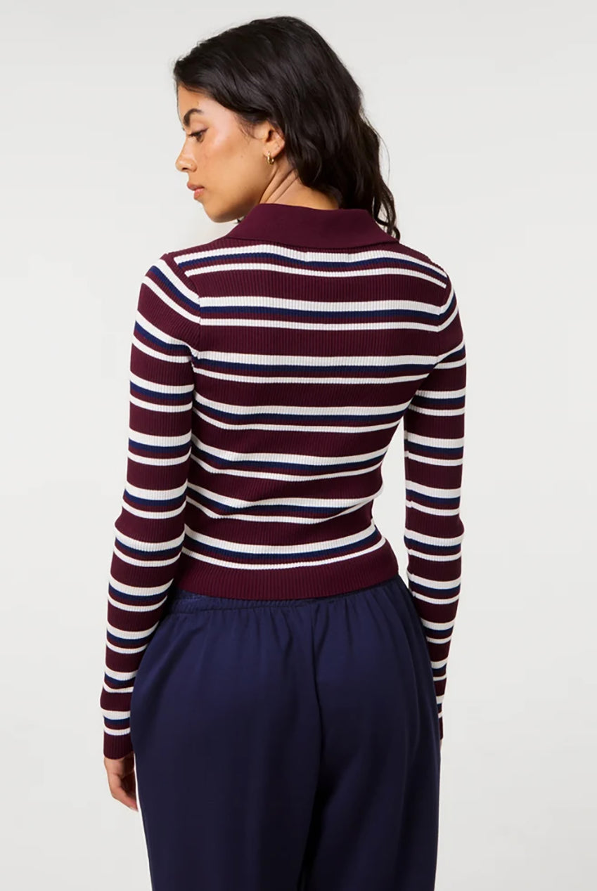 Stripe Long Sleeve Collar Jumper PV3995194