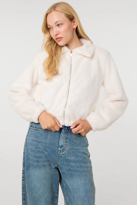 Fluffy Zip Up Jacket by Pink Vanilla
