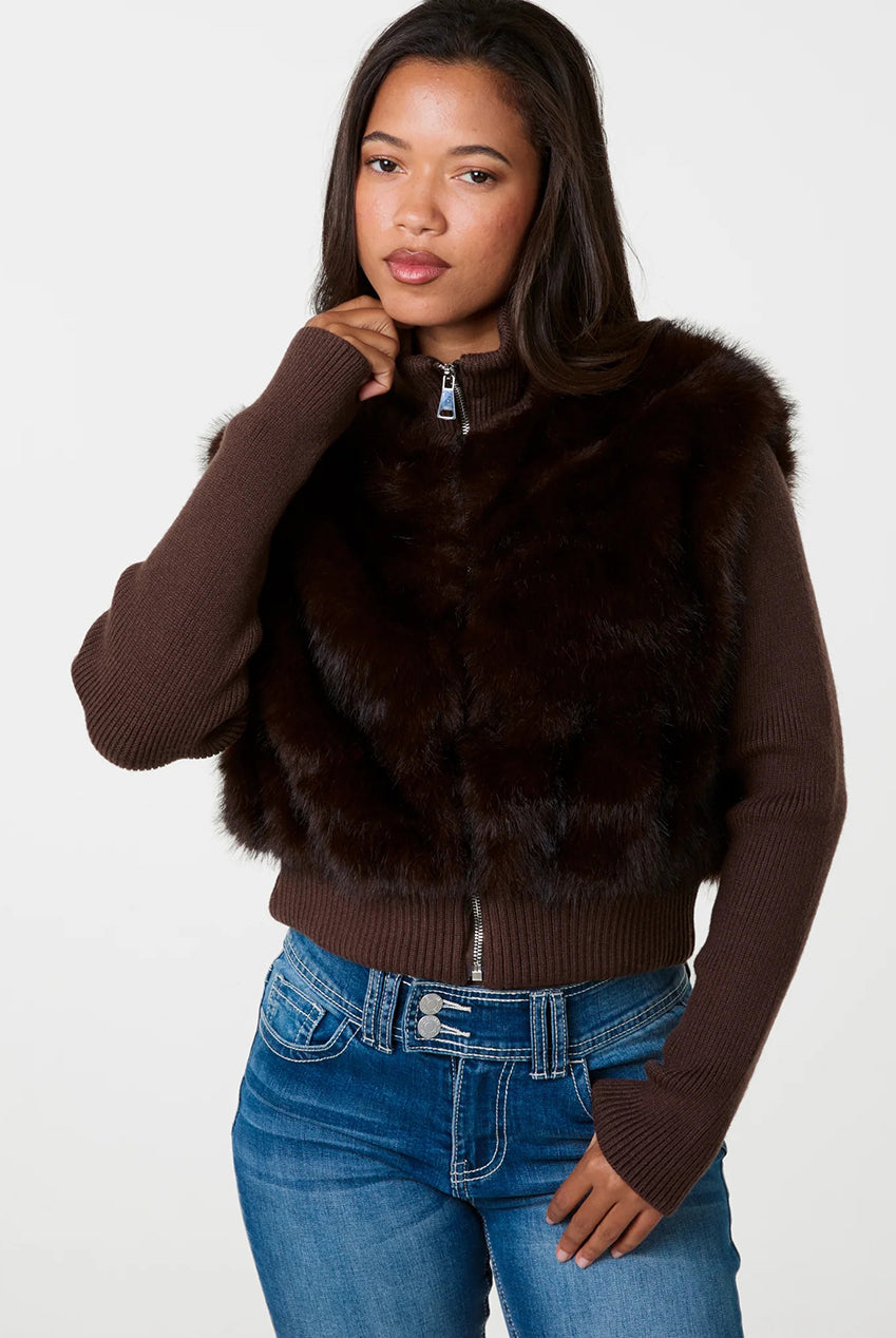 Faux Fur Panel Zip Jacket PV4052030