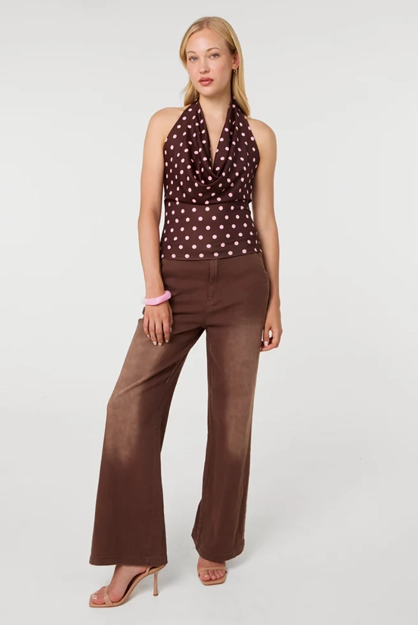 Polka Dot Cowl Neck Top PV6492IT457