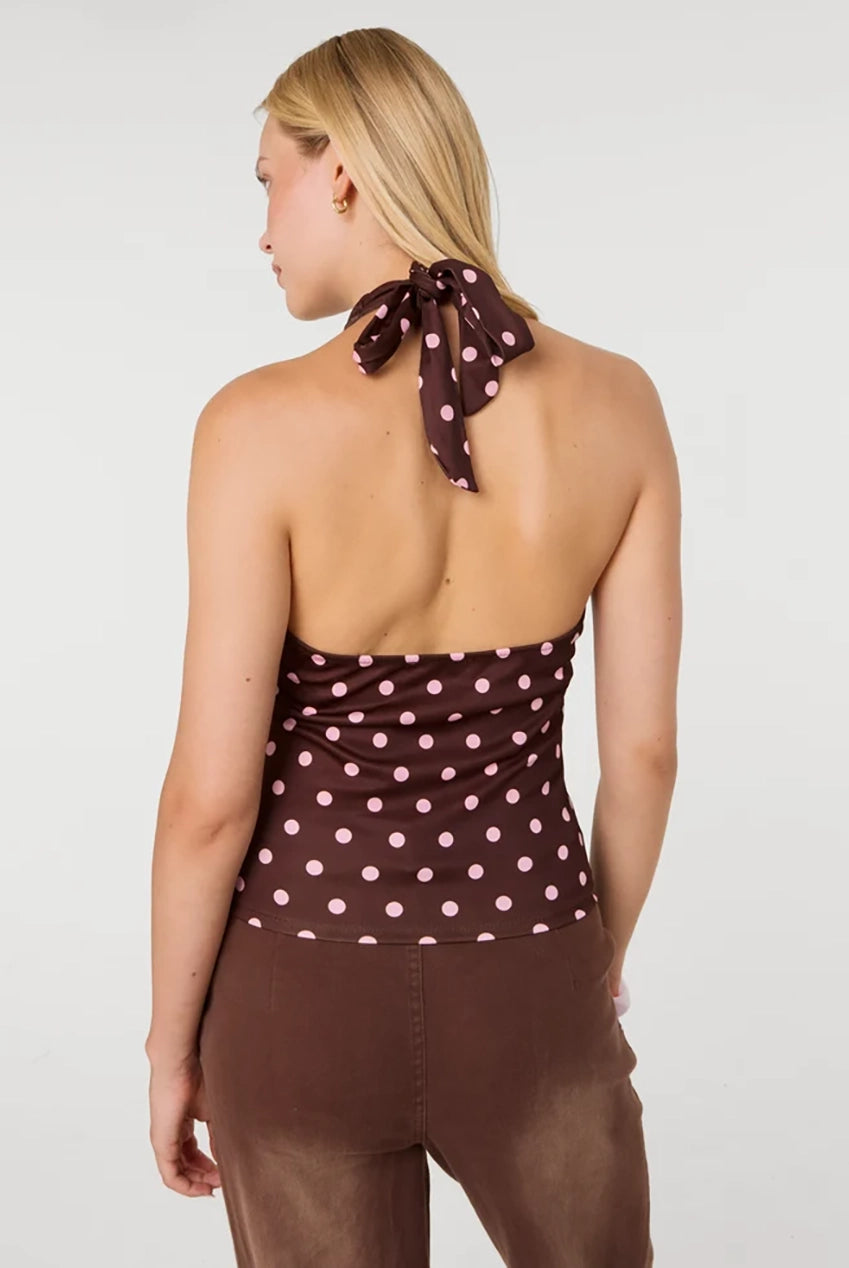 Polka Dot Cowl Neck Top PV6492IT457