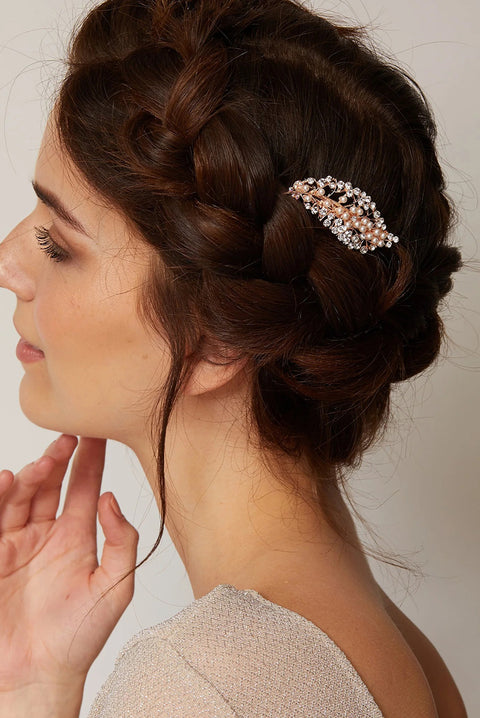 Rose Gold Pearl Hair Clip by QueenMee Accessories