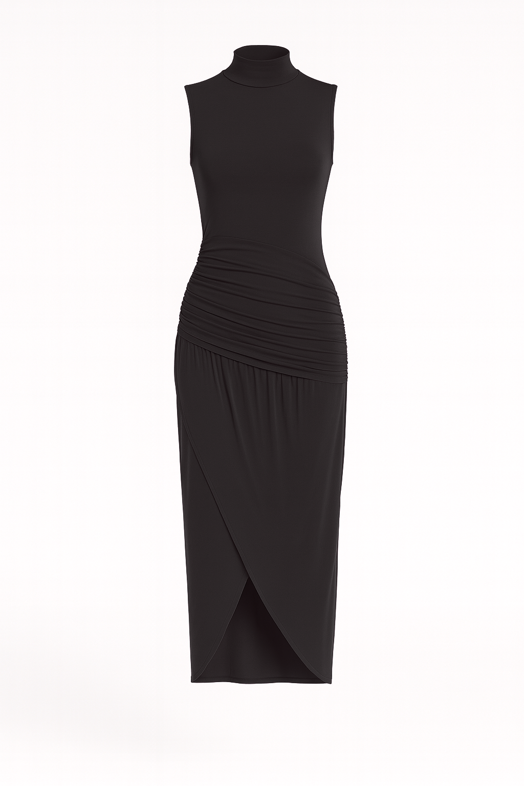Ruched Slim Fit Jersey Sleeveless Midi Dress AV-IMD2458KH