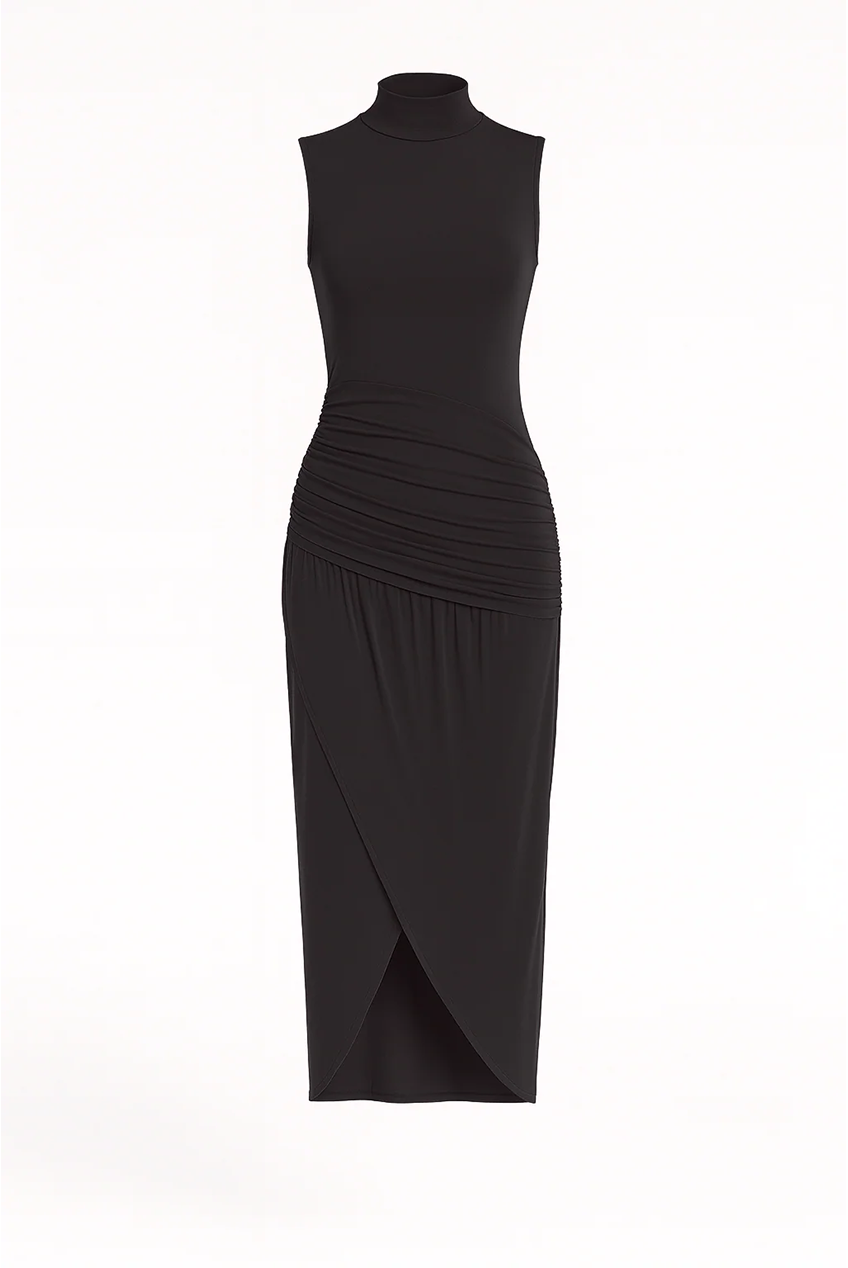Ruched Slim Fit Jersey Sleeveless Midi Dress AV-IMD2458