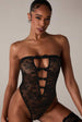 Sabrina Lace Bow Cut-Out Bodysuit | Black by Little Nooks