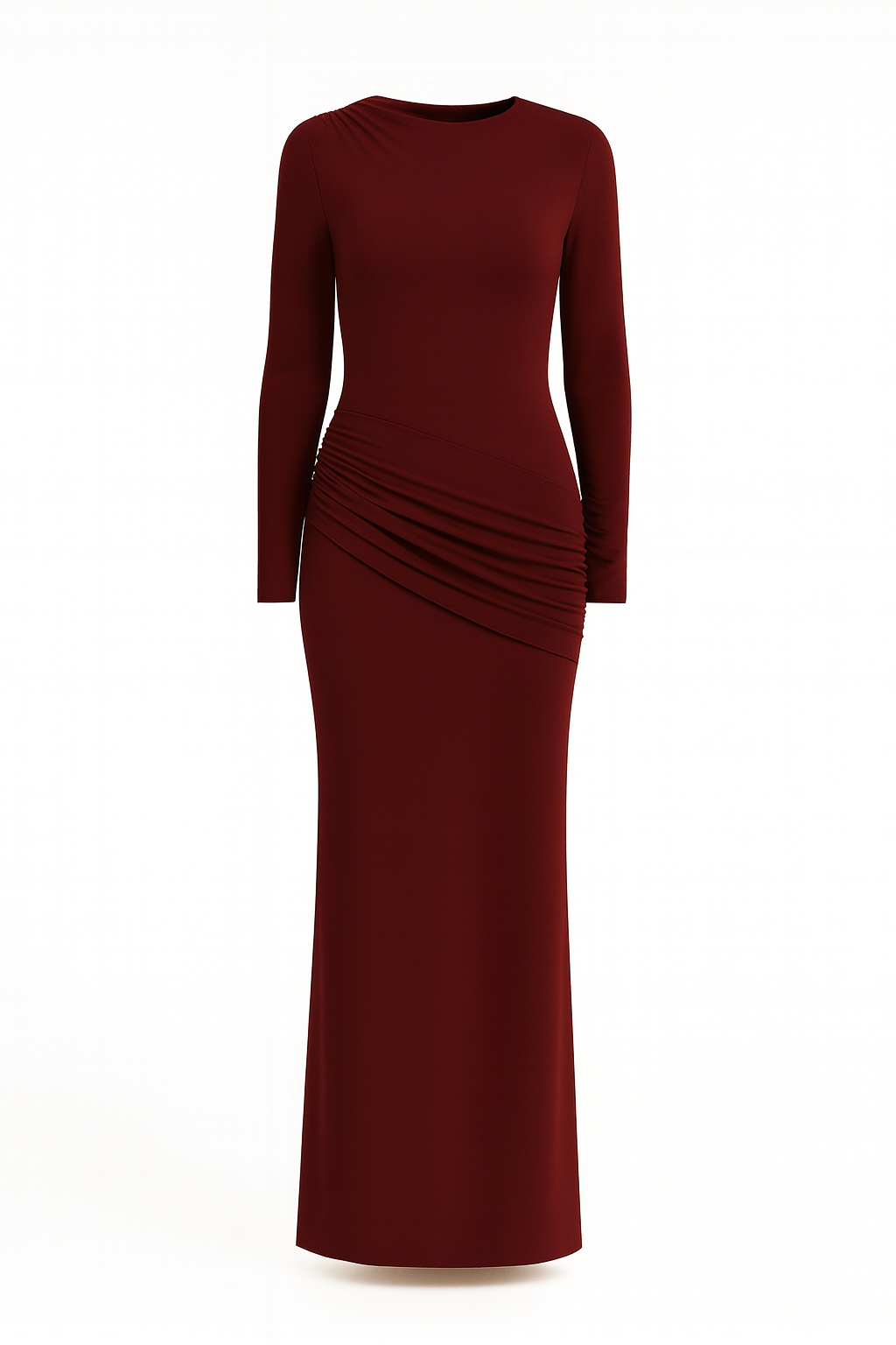 Side Ruching Bodycon Full-Sleeve Jersey Evening Gown AV-IMD2453TL