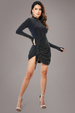 High Neck Drawstring Mini Dress - Navy by City Goddess